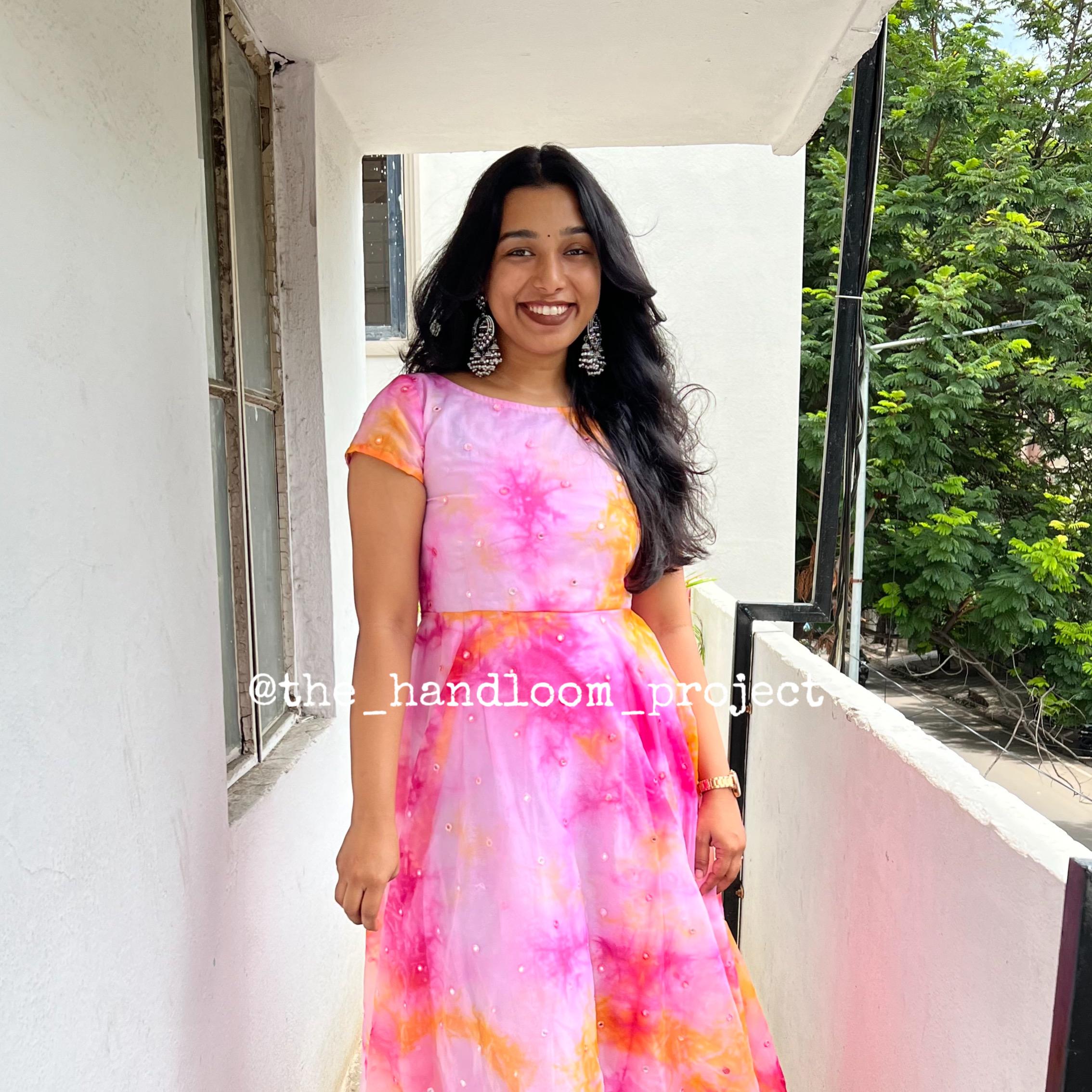 Shibori satin best sale long frocks