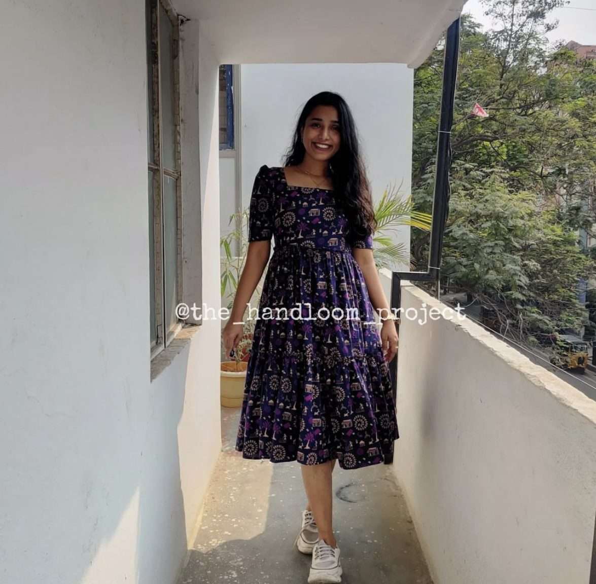 Signature Hand Printed Kalamkari Dress – Vishnu