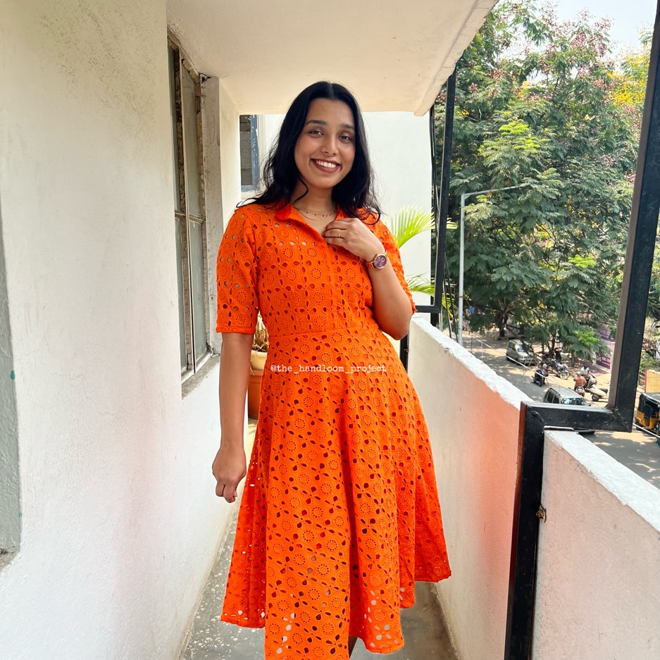 Akkriti Women Checkered Midi Orange Dress - Selling Fast at Pantaloons.com