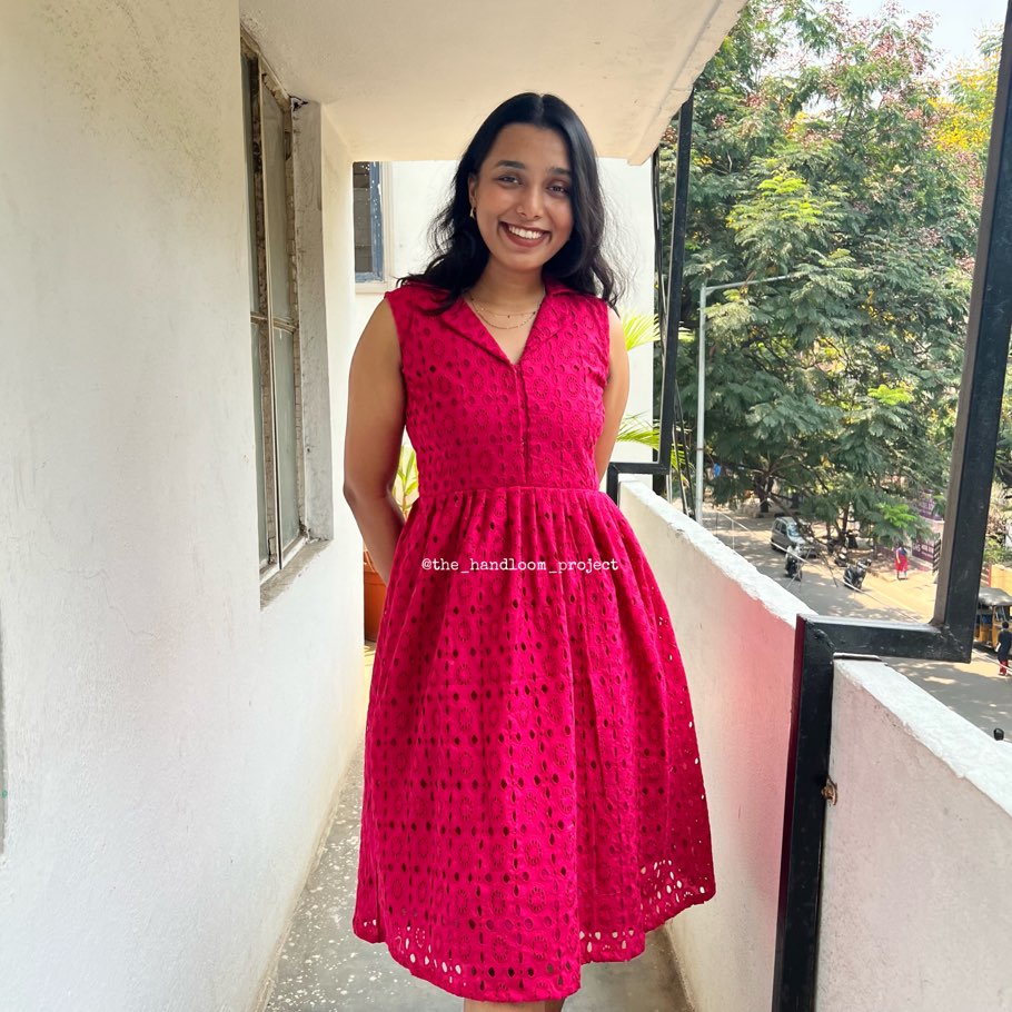 Pink hakoba cotton dress - THEHANDLOOMPROJECT