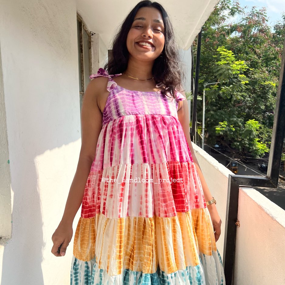 Multicolour 5 tier dress - THEHANDLOOMPROJECT