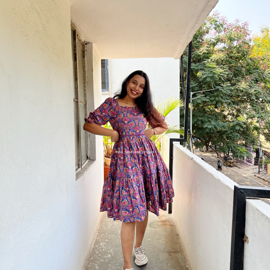 Beige Kalamkari Printed Cotton Silk Long Dress With Single Buckle Crue –  TJORI