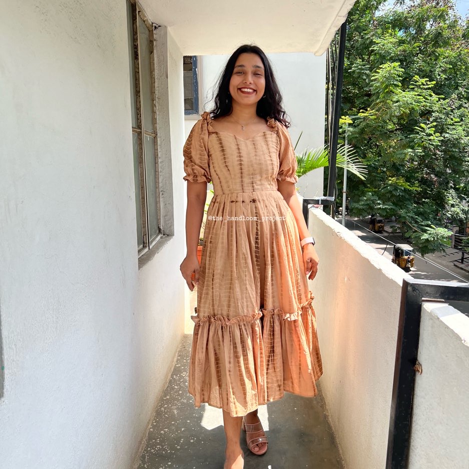 Brown cotton dress - THEHANDLOOMPROJECT